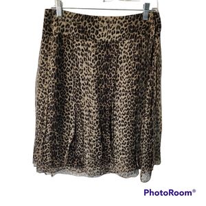 ALLISON TAYLOR SILK LEOPARD PRINT MIDI SKIRT FULLY LINED SIZE 10 EUC